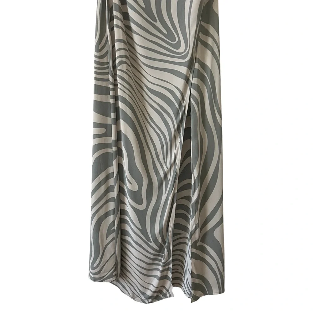 NWT MISA Los Angeles Persephone One Shoulder Zebra Maxi Dress High Slit Small - Picture 9 of 16